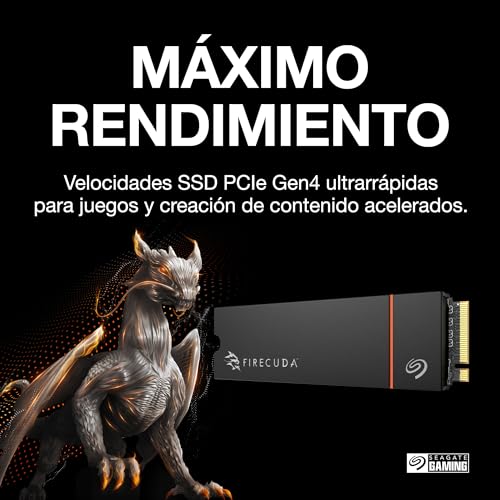 Seagate FireCuda 530R NVMe SSD 4TB, for PS5/PC, M.2 PCIe Gen4 ×4 NVMe 1.4, 7.300 MB/s, 3D-TLC-NAND, 640 TBW, Refresh, Heatsink, 3 años Rescue Service, ZP4000GM3A073