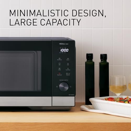 Panasonic NN-GD39QSEPG 29L Horno microondas parrilla de acero inoxidable con plato de vapor, 1000W, descongelación automática, rueda y accesorios