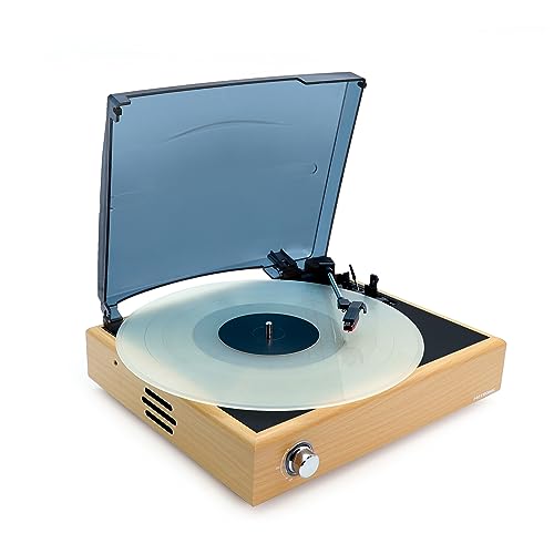Metronic 477360 - Tocadiscos de vinilo bluetooth, acabado madera, reproductor de vinilo y reproductor de musica, 2 altavoces incorporados, sonido estéreo 2x3W, brazo manual, función auto-stop