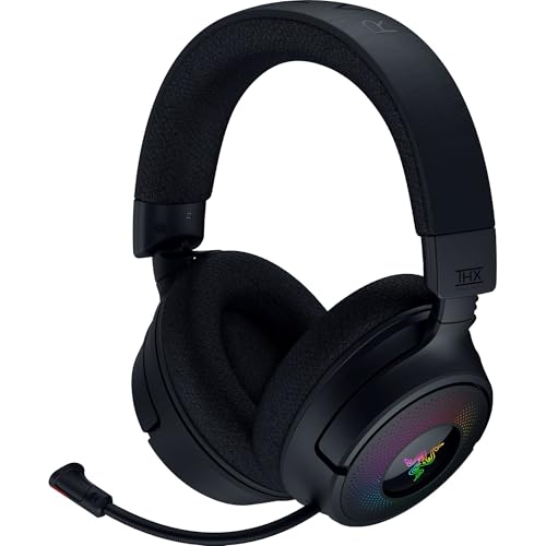 Razer Kraken V4 - Wireless Gaming Headset (3 Modes Connectivity, Triforce 40mm Drivers, 9-Zone RGB Earcup Lighting, Mix & Volume adjustments, THX Spatial Audio) Black