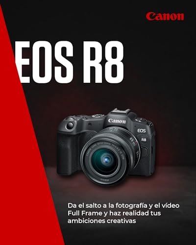CANON EOS R8 Cámara Mirrorless + Objetivo RF 24-50 mm F4.5-6.3 IS STM, Cámara Evil Full Frame (24,2 MP) -6.5 EV, Vídeo 4K 60 fps, Dual Pixel CMOS AF II, Pantalla Táctil de Ángulo Variable, Negro
