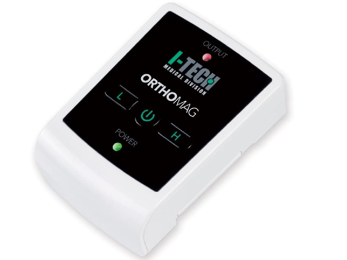 GIMA I-Tech Orthomag, para magnetoterapia de baja frecuencia doméstica y profesional, 2 programas de 75 Hz y 50 Hz, con batería, cargador, imán para prueba de emisiones, 2 bandas S y L, bolsa y manual
