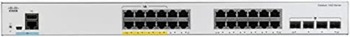 Cisco Switch de red Cisco Catalyst 1000-24FP-4G-L, 24 puertos GbE PoE+, asignación PoE de 370 W, 4 puertos de enlace ascendente SFP de 1 G, garantía limitada de por vida mejorada (C1000-24FP-4G-L)