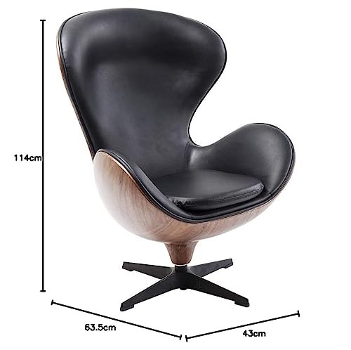 KARE 83346 Sillón Giratorio Lounge, Schwarz Walnuss, 63.5 x 43 x 114
