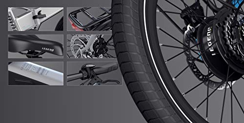 Legend EBIKES Monza Bicicleta Eléctrica Plegable Batería Extraíble 25km/h, 250W, E Bike 6 Velocidades, Bicicleta Electrica Urbana Ruedas 20" Bicicletas Electricas Frenos Hidráulicos, Bici Smartbike