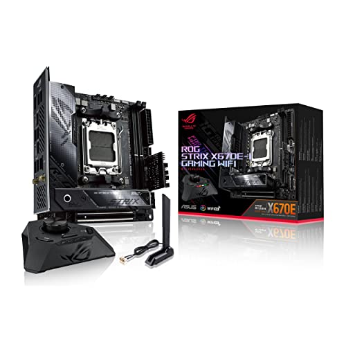 ASUS ROG Strix X670E-I Gaming WiFi - Placa Base ITX (AMD Ryzen AM5, VRM de 10 + 2 Fases, ROG Strix Hive, botón PBO de Modo EZ, PCIe 5.0, DDR5, WiFi 6E, 2 Ranuras M.2, 2 Puertos USB4 de Tipo C)