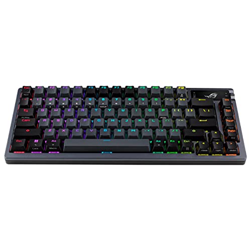 ASUS ROG Azoth - Teclado Mecanico Gaming 75%, Cubierta Metálica, Switch ROG NX Red lubricados, ABS, Kit de Lubricado, IR, BT y USB-C, Pantalla OLED, Tres Alturas y Compatible con Mac - QWERTY español