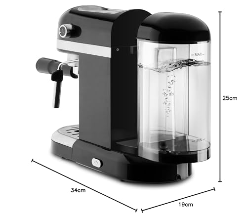 Ufesa Palermo Cafetera Espresso y Capuccino, 20 Bares, 1350W, Panel Táctil, Vaporizador Orientable, Sistema Thermoblack, Depósito 1.4 l, Apagado automático