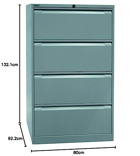 Armario para archivadores colgantes, de 2 vías, 4 cajones, DIN A4, aluminio