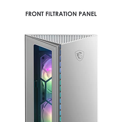 MSI MPG GUNGNIR 110R White - Carcasa Premium para PC para Juegos de Torre Media - Panel Lateral de Vidrio Templado - Ventiladores ARGB de 120 mm - Soporte de refrigeración líquida con radiador de