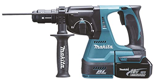 Makita DHR243RTJ 4700ppm Ión de litio 3400g martillo perforador inalámbrico - Martillo rotatorio (Ión de litio, 18 V, 3,4 kg, Negro, Azul)