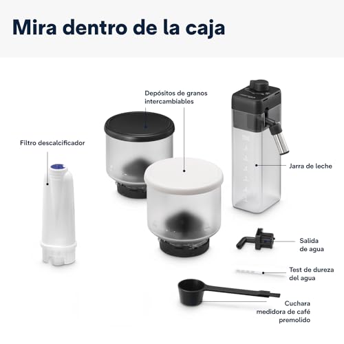 De'Longhi Rivelia EXAM440.55.W, Cafetera Superautomática con LatteCrema Hot, Espumador de Leche Automático, Tamaño Compacto, 16 Recetas, Pantalla Táctil a Color, Blanco Ártico