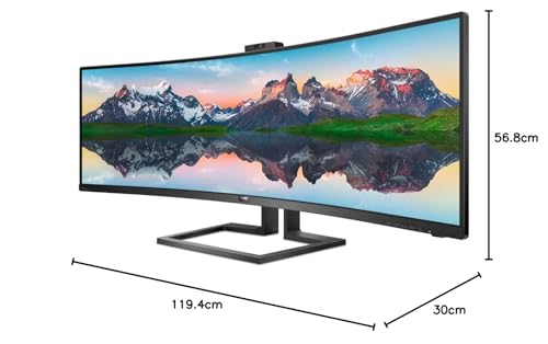 Philips Monitors 499P9H, 49", Curved 1800R, SuperWide, 70Hz, VA, AdaptiveSync (5120x1440, 450cd/m, HDMI 2x2.0, Displayport 1x1.4), negro