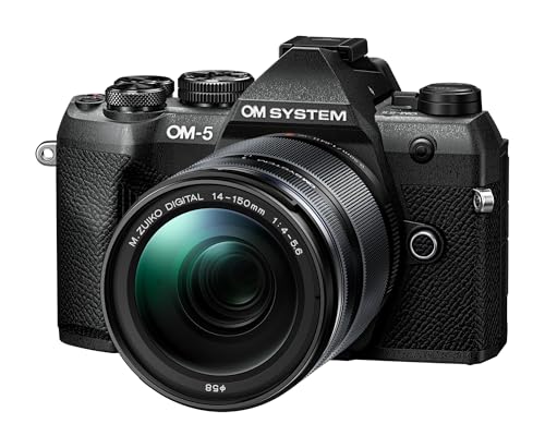 Cámara Micro Cuatro Tercios OM SYSTEM OM-5 Mark II, Incl. Objetivo M.Zuiko Digital ED 14-150mm II, Sensor Live Mos de 20 MP, estabilización de Imagen de 5 Ejes, Sellado IP53 contra la Intemperie