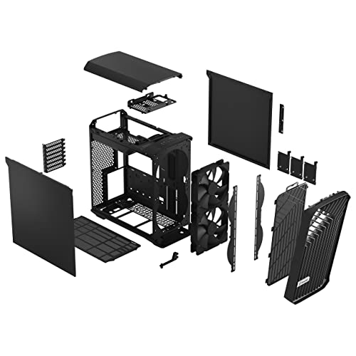 Fractal Design Torrent Compact Black - Solid Side Panel - Open Grille for Maximum Air Intake - Two 180mm PWM Fans Included - Type C - ATX Airflow Mid Tower PC Gaming Case