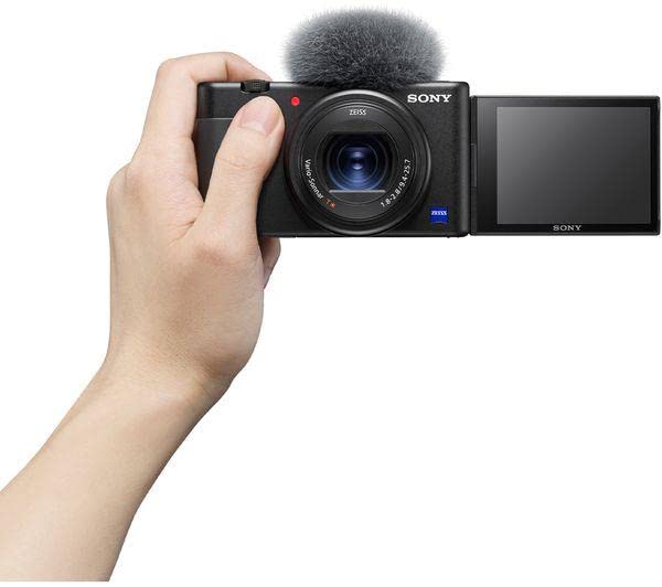 Sony - Cámara vlogging (Eye AF con Seguimiento a Tiempo Real, detección de Fases, prioridad a rostros en Auto Exposición, para Vlogger, Video 4K, Filtro Piel Suave, Micro direccional) Negro