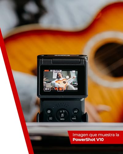 Canon Powershot V10 Starter Kit + Accesorios + Memoria 64GB, Cámara Vlogging y Streaming, Sensor 1" 20,9 MP, Vídeo 4K, Objetivo 19mm, WiFi, Bluetooth y USB-C, Pantalla Táctil Ángulo Variable, Negro