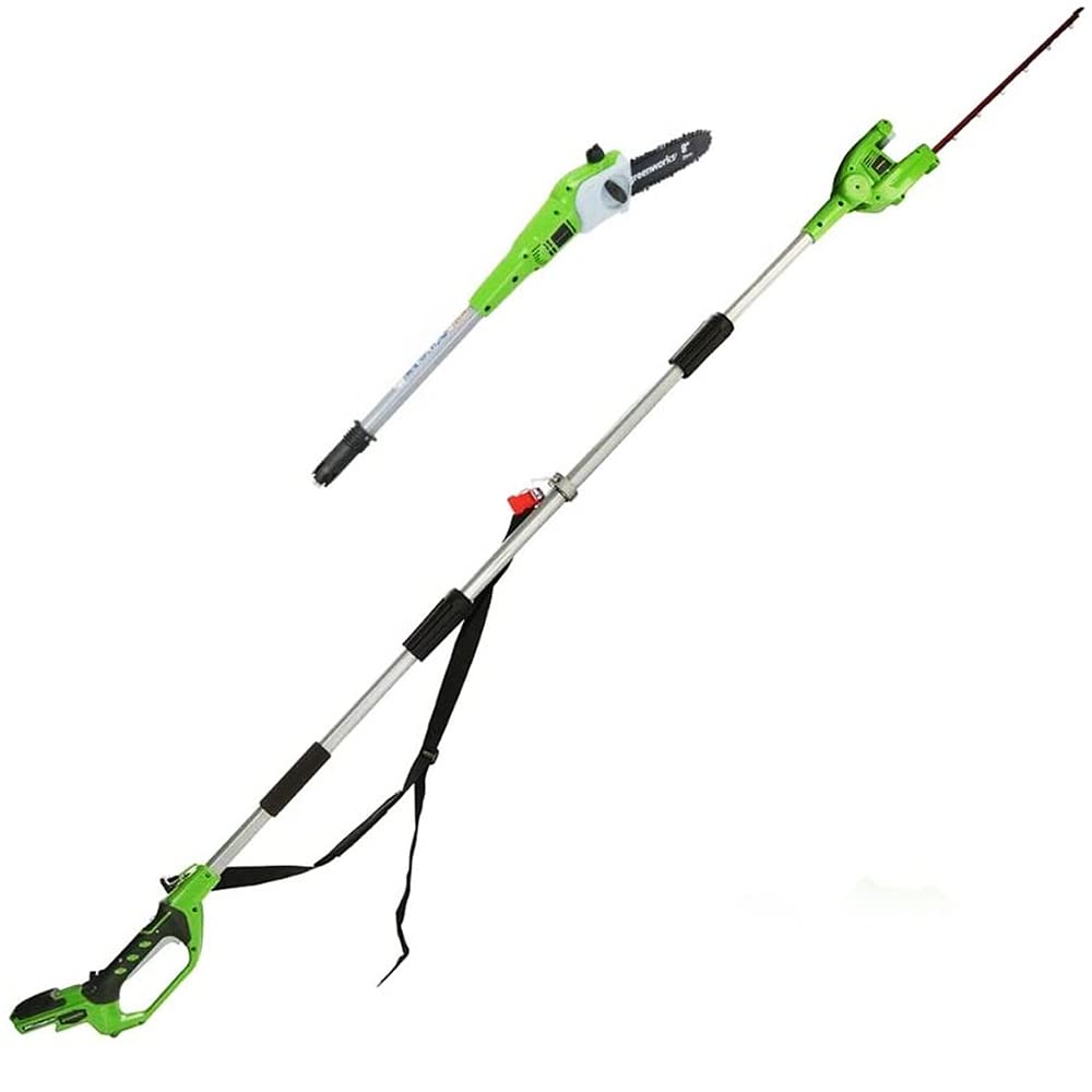 Greenworks G24PSH 2/1 Sierra y Cortasetos Pértiga a Batería con Correa Hombro, Barra Sierra 20 cm, Cortasetos 51 cm y Cuchillas Doble Acción SIN Batería 24 V ni Cargador, 3 Años de Garantía