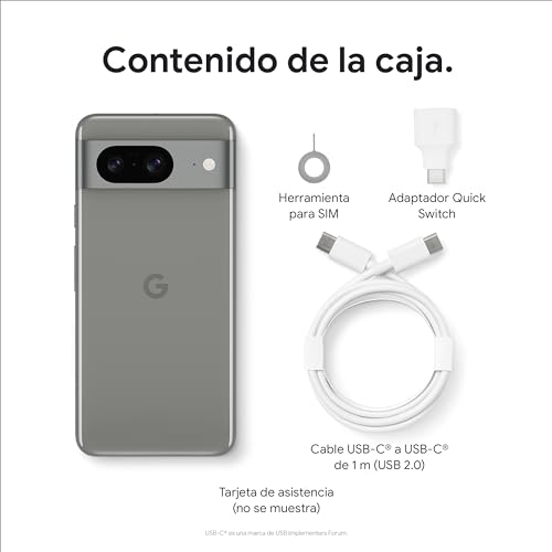 Google Pixel 8 - Smartphone Android libre con Cámara Pixel avanzada, batería con autonomía de 24 horas y potentes funciones de seguridad - Verde Liquen, 128GB