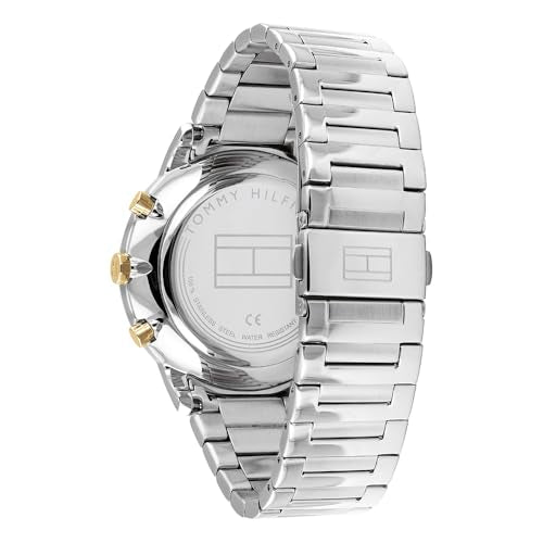 Tommy Hilfiger Reloj Analógico de Cuarzo Multifunción para Hombre con Correa de Acero Inoxidable Plateada - 1710408