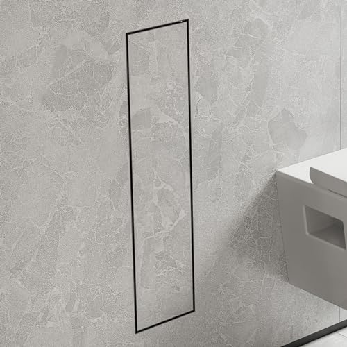 hansgrohe XtraStoris Rock, escobillero baño empotrado con repisa y puerta alicatable, nicho de pared baño, escobilla wc empotrada, escobilla baño empotrada, accesorios baño, negro mate, 56060670