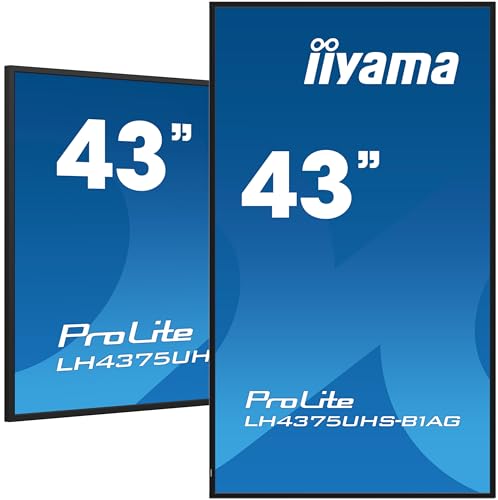 iiyama Prolite LH4375UHS-B1AG Pantalla Digital IPS LED 4K UHD HDMI DP in/out USB2.0 RS-232c RJ45 Reproductor Multimedia Android OS WiFi SDM-S Micro-SD 24/7 Negro 108cm 42,5"