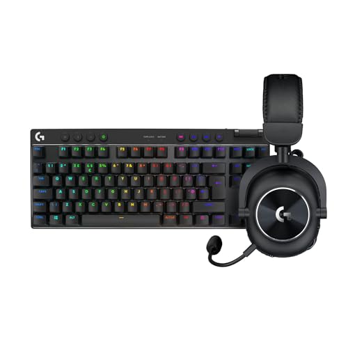 Logitech G PRO X TKL LIGHTSPEED, teclado inalámbrico para gaming, portable + PRO X 2 LIGHTSPEED Auriculares Gaming Inalámbricos, Micrófono, PC,PS4,PS5,Nintendo Switch, Disposición QWERTY Español,Negro