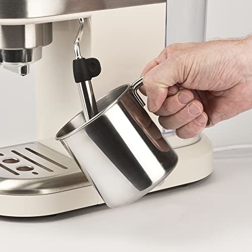 G3 Ferrari G10168 Amarcord Cafetera Espresso, 15 Bares, 1350 W, 1/2 Tazas, Termómetro, Calienta tazas, Depósito de 1,4 Litros, 3 filtros Inoxidables, Beige