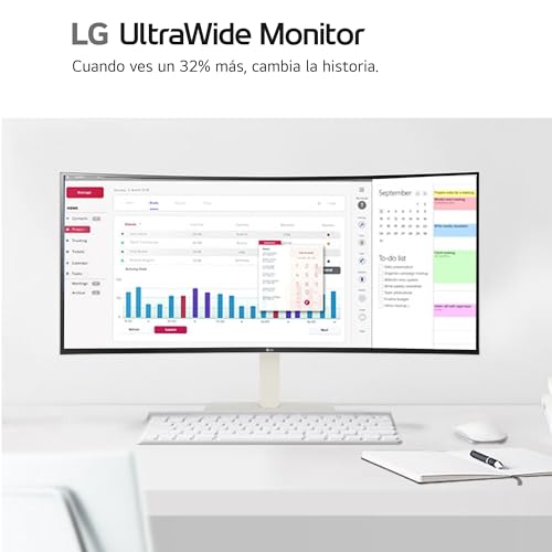 LG 38WR85QC-W - Monitor Ultrawide WQHD+ (3840x1600), Panel Curvo, Pantalla IPS, 144Hz, 21:9, Display, HDR600, USB-C, HDMI 2.1, Blanco