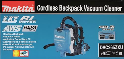Makita DVC265ZXU Aspirador 18Vx2 + Tubo 1,5m AWS Bluetooth 2L, 36V,
