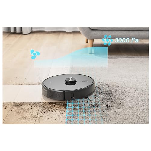 SENCOR Robot Aspirador y fregasuelos SRV 9120BK - Navegación Láser LiDAR, Ultra Potente 3000Pa, Autonomía de 140 min, Control por App, Silencioso, Ideal para Pelos de Animales y Alfombras