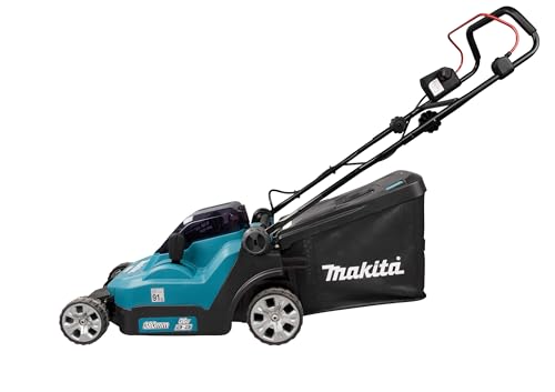 Makita DLM382PM2 - Cortacésped doble de iones de litio LXT de 18 V (36 V) de 38 cm con 2 baterías de 4,0 Ah y cargador de doble puerto