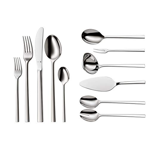 WMF Sonic - Cubertería, 66 Piezas (12 comensales), cromargan Protect, Color Plateado