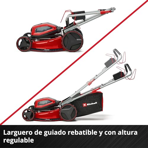 Einhell Kit cortacésped con batería GP-CM 36/52 S Li BL Power X-Change (36V, 52cm de Ancho de Corte, hasta 1200m2, sin escobillas, Cesta 65L, accionamiento de Ruedas, Incl. 4X5,2Ah + 2 Twincharger)