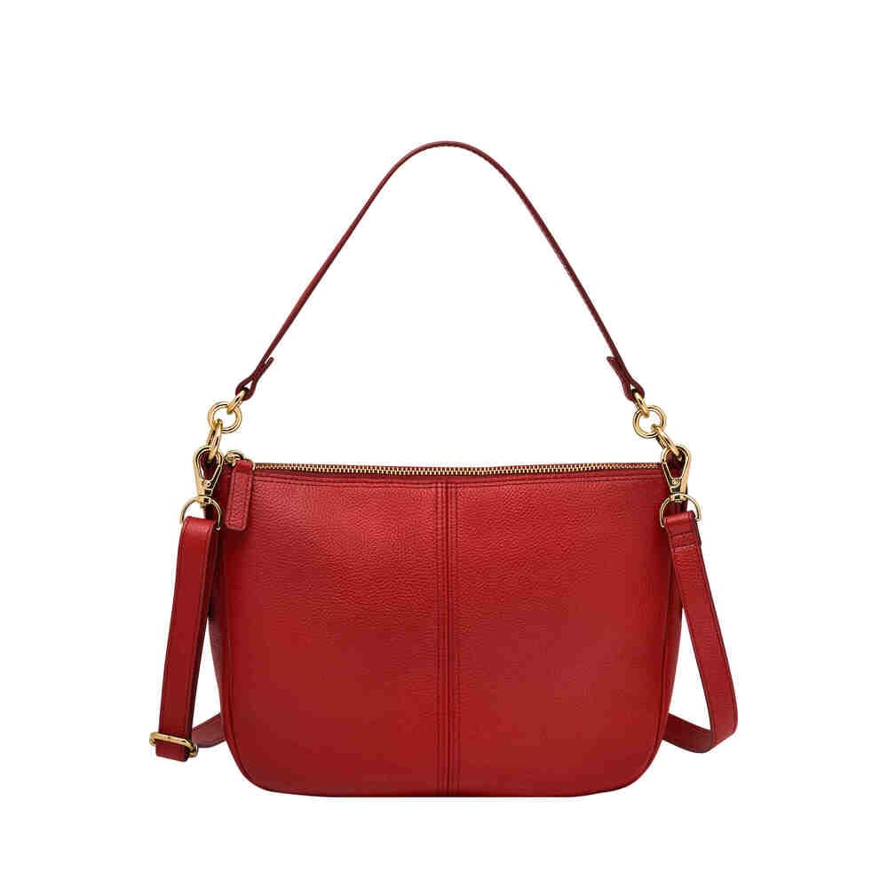 Fossil Jolie Bolso cruzado de piel rojo para mujer, Rojo oscuro