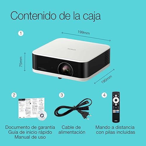 Epson Lifestudio Pop EF-61W Blanco Diamante Proyector Inteligente portátil, Sound by Bose, Google TV, Full HD, Uso Interior/Exterior, garantía de 5 años*