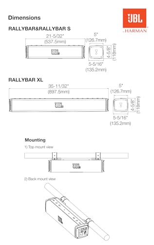 JBL Altavoz RallyBar de 21" - Barra de Sonido Bluetooth Exterior para Vehículos y Barco Marino con 8 Altavoces Potente Resistentes al Agua, Amplificador de 150 W rms, Iluminación LED y Subwoofer