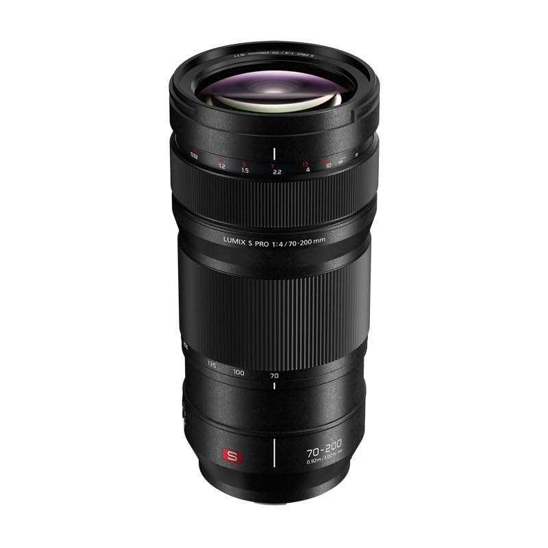 Panasonic LUMIX S PRO S-R70200E - Teleobjetivo (70-200 mm, F4.0 O.I.S. MILC 23/17, zoom 0.92 m, vídeo 4K, estabilizador óptico de 5 ejes, resistente a salpicaduras y frío) negro