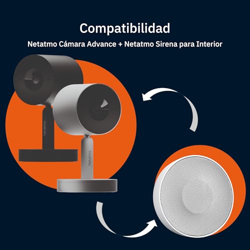 Netatmo Cámara Inteligente para Interiores Advance - Reconocimiento Facial Optimizado por IA, Audio Bidireccional, Ángulo de visión Amplio de 130°, HDR 2K, 30 fps, Zoom X16, 2X SD - Negro
