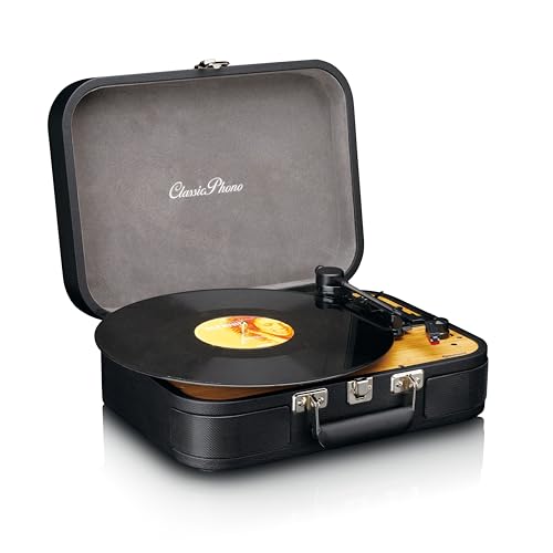 Tocadiscos Lenco Classic Phono TT-116 Bluetooth con 3 velocidades, 33, 45 y 78 RPM, Tocadiscos de Vinilo Vintage, Salida RCA, Altavoz estéreo, Negro