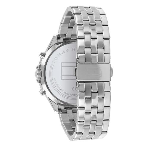 Tommy Hilfiger Reloj Analógico de Cuarzo Multifunción para Hombre con Correa de Acero Inoxidable Plateada - 1791707
