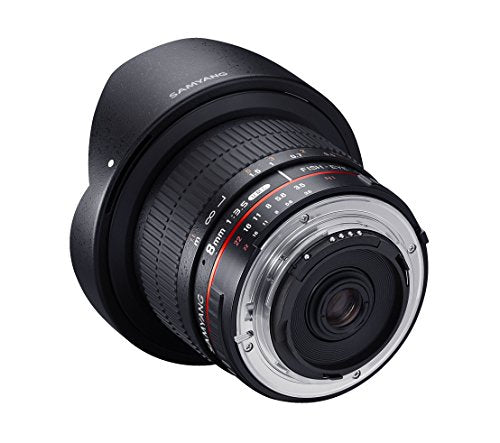 Samyang F1121904101 - Objetivo fotográfico DSLR para Pentax (Distancia Focal Fija 8mm, Apertura f/3.5-22 UMC, Ojo de Pez, CSII), Negro