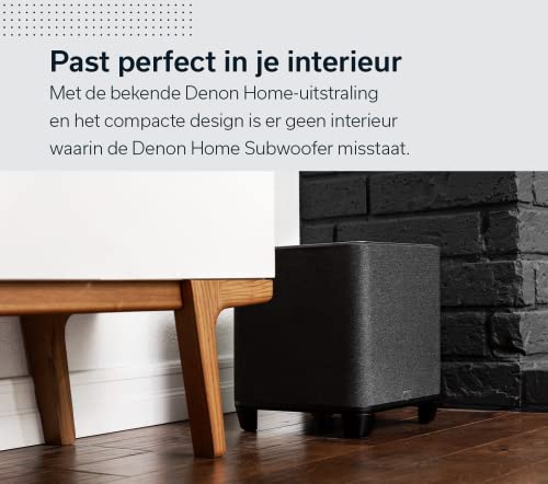 DENON Subwoofer inalámbrico con HEOS Integrado, WiFi, Amplificador de Clase D, Caja de Graves de 8 Pulgadas para Cine en casa y música, Negro