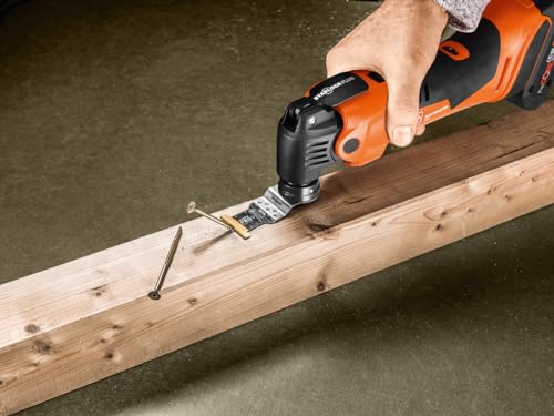 FEIN Multimaster a batería AMM 500 Plus Top 4.0 Ah AS, MultiTool con rápida velocidad, más de 30 accesorios para serrar en madera, metal y lijar, Compatible con baterías AMPShare/Bosch Professional