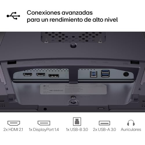 LG 32GX850A-B - Monitor Gaming Ultragear OLED, 32", 4K (3840 x 2160), 165 Hz, 0.03 ms (GTG), Dual Mode, G-Sync Compatible y FreeSync Premium Pro, Inclinación y Altura Ajustable, Morado Grisáceo