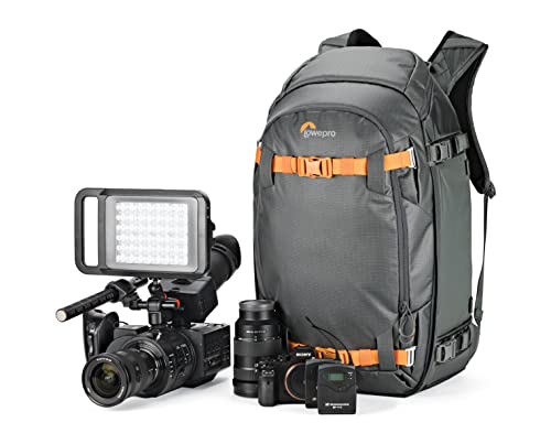 Lowepro Whistler 450 AW II, Mochila Fotográfica, Todo el Año, Tejido Reciclado, Todos los Clima, para Profesionales,Espacio para Portátil de 15", Almohadillas Insertables, Cámara Mirrorless/DSLR, Gris