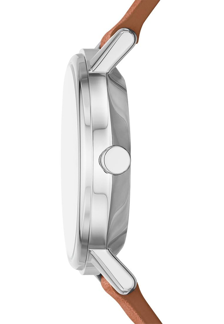 Skagen Kuppel Reloj para Mujer, Movimiento de Cuarzo con Correa de Acero o Piel, Marrón y Blanco, 32MM