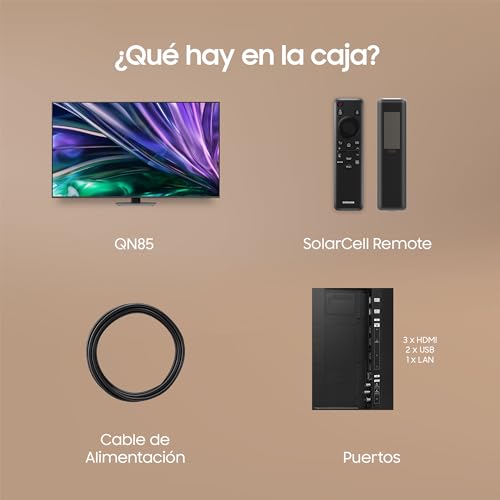 SAMSUNG TV 55 Pulgadas Neo QLED QN85D 4K Mini LED con Resolución 4K Mejorada, Procesador NQ4 AI Gen2 con Inteligencia Artificial, Dolby Atmos, Q-Symphony y EyeComfort Mode