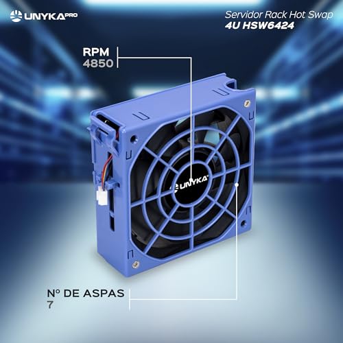 UNYKAch Caja Rack 19" 4U Hot Swap (Sustitución de Bahías en Caliente) HSW6424 ATX, 24 Bahías, para Discos de 3,5″ o 2.5”, 3 Ventiladores de 120 mm y 2 USB 2.0