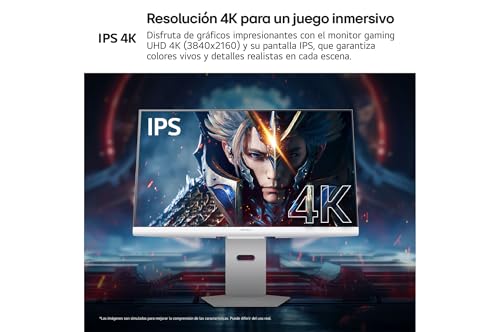 LG 32G810SA-W Monitor Ultragear, 31.5", 4K UHD, Panel IPS, 3840 x 2160, 144Hz, 1ms, G-Sync Compatible y FreeSync Premium, Pivotable, Blanco